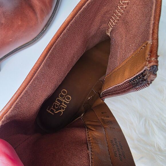 Franco Sarto Brindle Ankle Boots Women’s 8M Cognac Leather 1” Heel - Picture 11 of 11